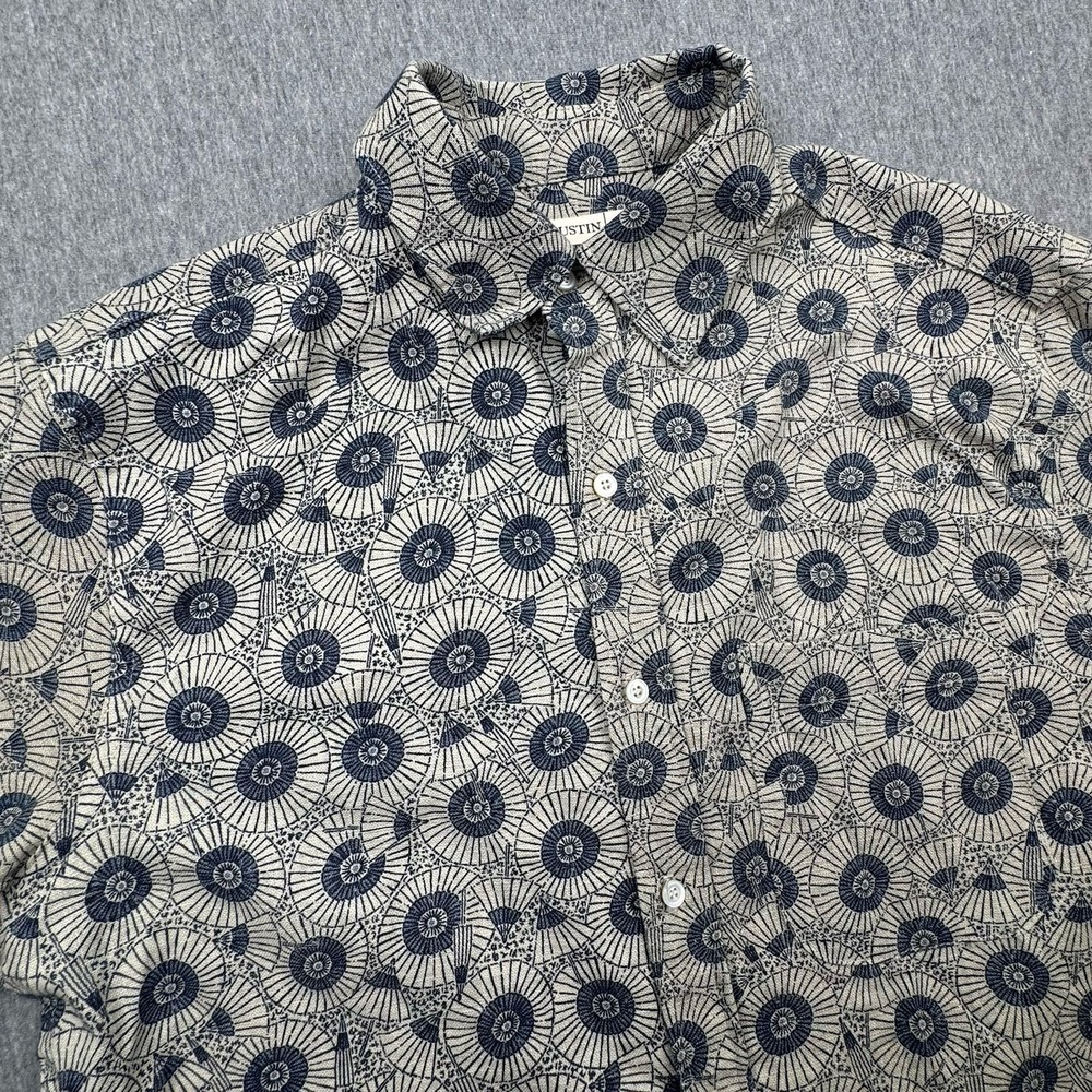 GUSTIN Button Up Shirt  JAPAN RETRO LEISURE SHIRT PUTTY Men's Sz L Made USA